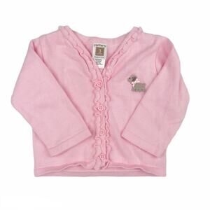 Carters Embroidered Puppy Dog Cardigan Sweater Pink Size 3 Months